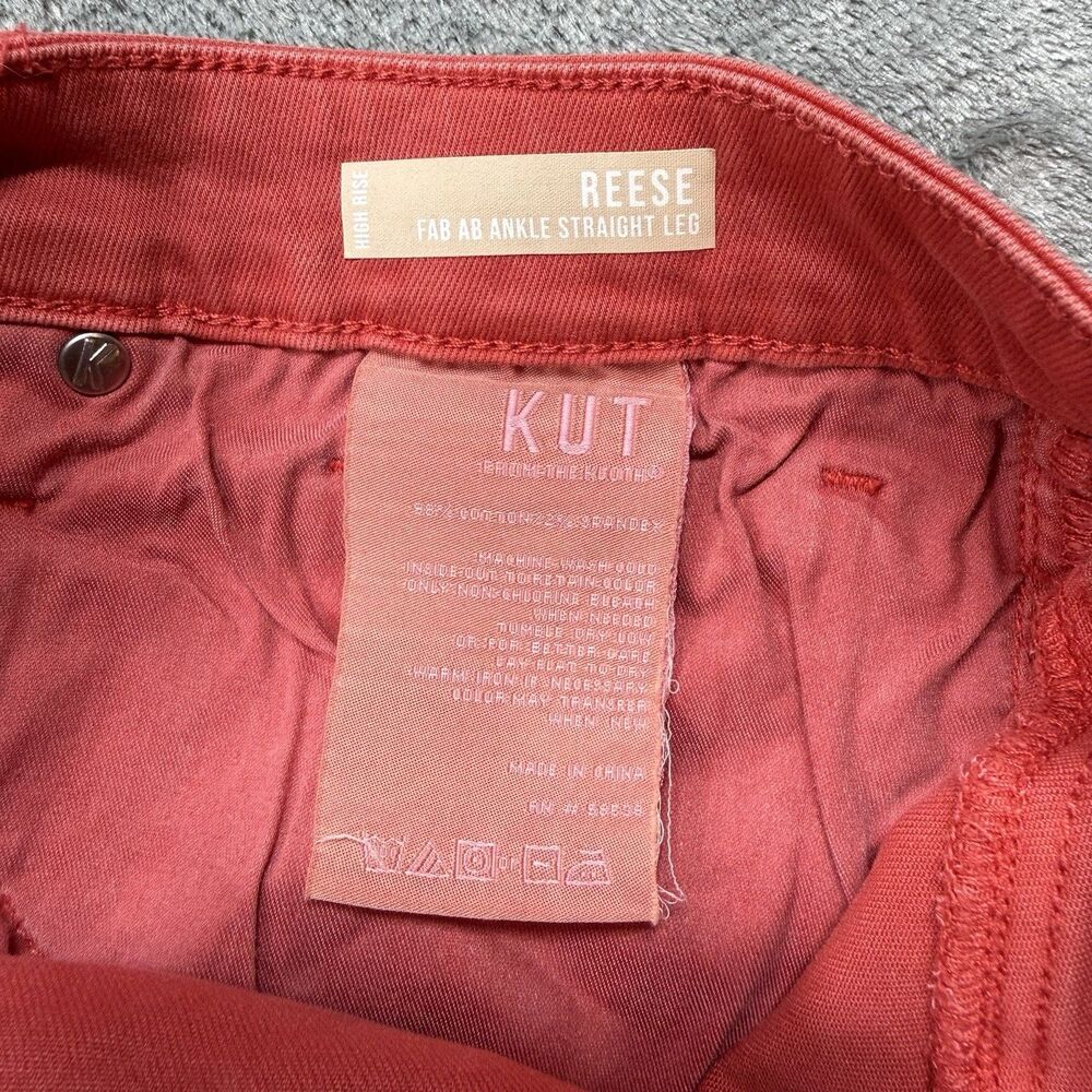 Kut from the Kloth Jeans Womens 22W Orange Reese Fab Ab Ankle Straight Distress - Picture 9 of 9